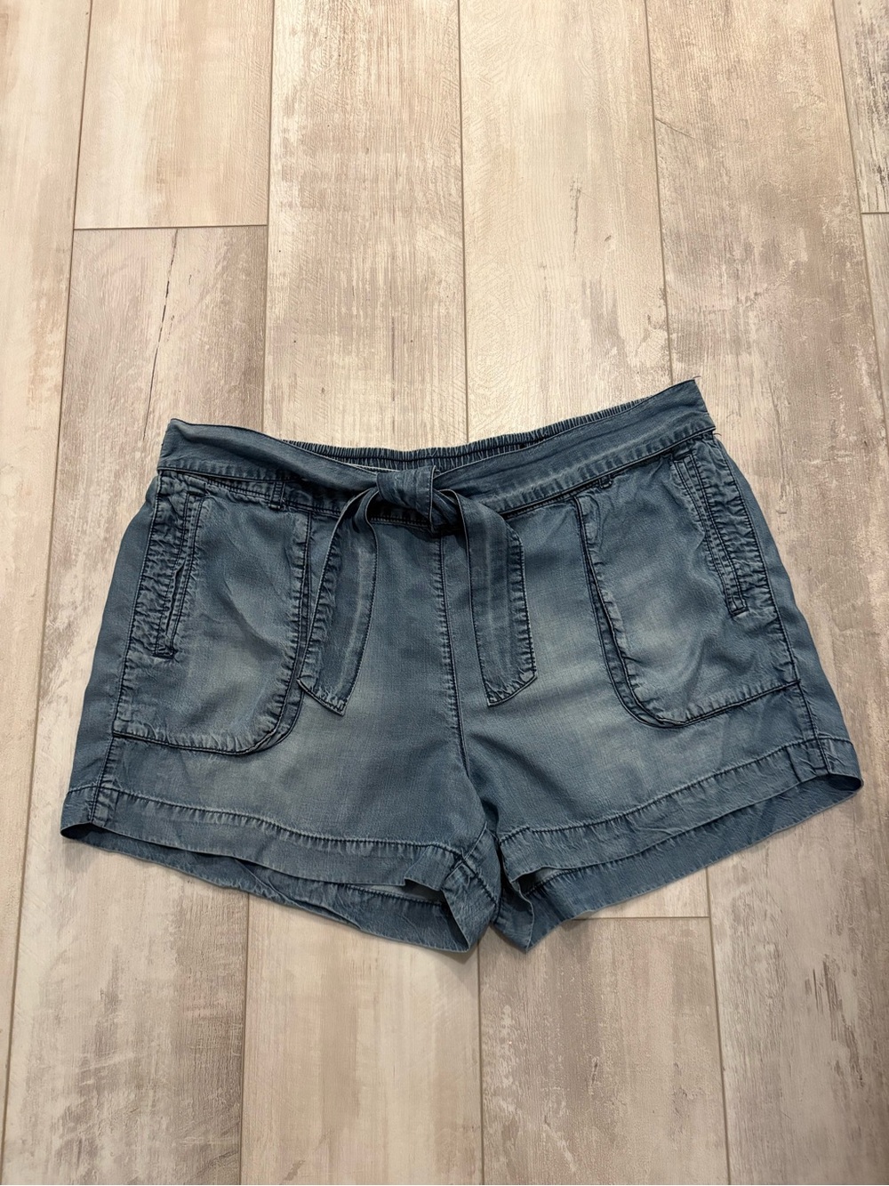 a.n.a Indigo Tie-Waist Casual Chambray Shorts